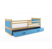 Detská posteľ RICO 90x190 cm so zásuvkou, bez matraca, Prírodná/Modrá
