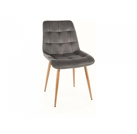 Jedálenská stolička CHIC D VELVET, sivý Bluvel 14/dub
