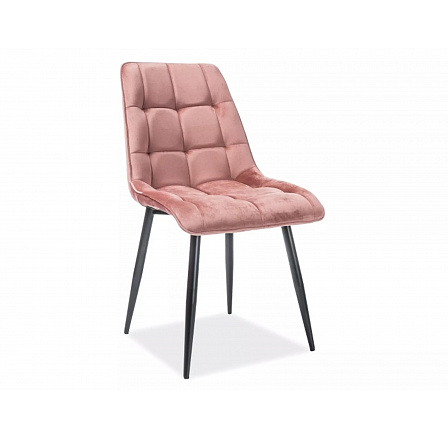 Jedálenská stolička CHIC VELVET, staroružová Bluvel 52/čierna Jedálenská stolička CHIC VELVET, staroružová Bluvel 52/čierna