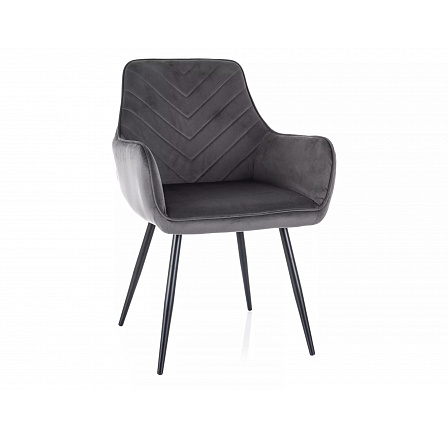 Jedálenská stolička FIG VELVET, Sivá Bluvel 14/Čierna