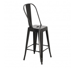 Barová stolička Paris Back 66 cm čierna inšpirovaná Tolix