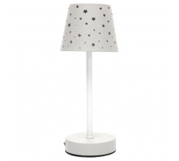 Lampa stołowa ładowana z ażurowymi        gwiazdkami biała