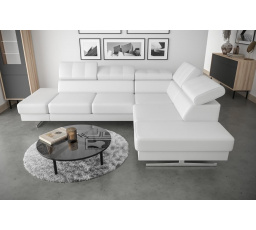 Rohová sedacia súprava EMPORIO 225X300 - pravá, Eko koža biela
