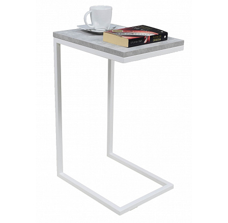 Odkladací stolík Loft – v rôznych farbách – Svetlý betón, Biely mat