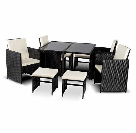 Súprava Záhradného Nábytku BONITO Čierny/Krémový