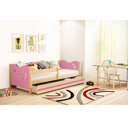 Posteľ Michael 80x160 borovica/ružová