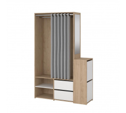 Šatní skriňa HARMONY 173, Jackson hickory/Biela/Sivá