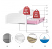 Detská posteľ LILI s prístelkou 90x200 cm, bez matraca, Biela/Ružová