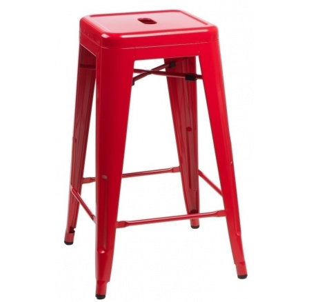 Barová stolička Paris 66 cm červená inšpirovaná Tolixom