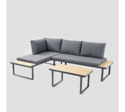 Sada nábytku LUSSO sivá so stolom 145x67x72 745287