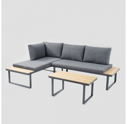 Sada nábytku LUSSO sivá so stolom 145x67x72 745287