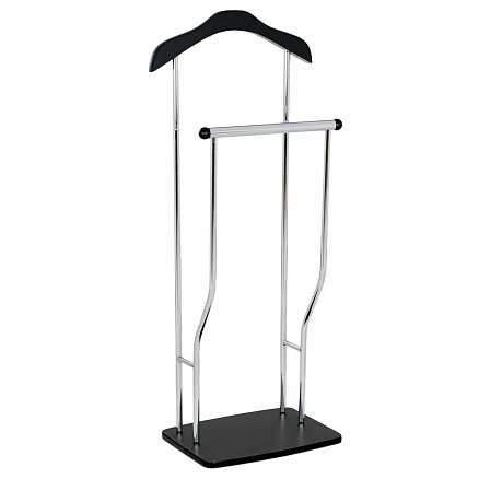 Nemý sluha, výška 108 cm, MDF - čierny matný lak, kov - chróm, nosnosť 5 kg