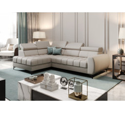 Rohová sedacia súprava PORTO MINI prírodná koža 170x255 cm - sivá koža, ľavá