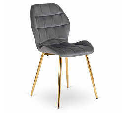 Stolička LUCKY Sivá so Zlatými Nohami Zamatová