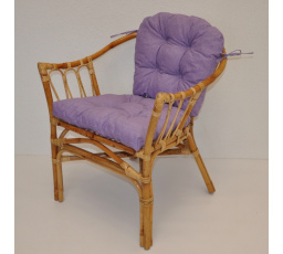 Ratanové kreslo Subaliu - vankúš fialové zvýraznenia