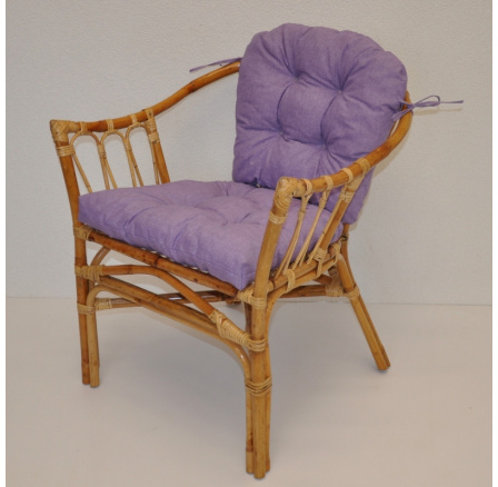 Ratanové kreslo Subaliu - vankúš fialové zvýraznenia