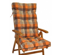Poduška na teakové záhradné kreslo vysoké - látka UNIKO oranžová kocka