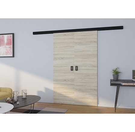 Dvere posuvné nástenné dvojkrídlové TOPPO 160 Sonoma+Čierna Dvere posuvné nástenné dvojkrídlové TOPPO 160 Sonoma+Čierna