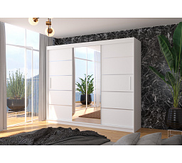 Posuvná skriňa so zrkadlom SALTO 250 Biela+Biela