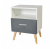 Nočný stolík so zásuvkou LOGAN White+Gray
