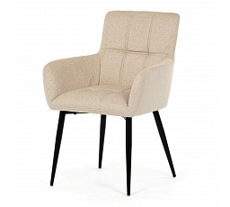 Stolička jedálenská, krémová látka, čierny kov