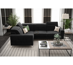 Rohová sedacia súprava MALIBU 250X180 cm - čierna, ľavá