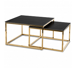 Sada keramických stolíkov TENOR Čierny mramor/ Zlatý