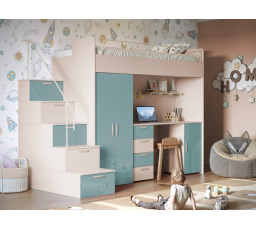 Poschodová posteľ PARADISE 4S Kašmír Modrá Lesk