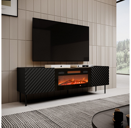 TV komoda ONDA EF s elektrickým krbom, čierna / dub artisan TV komoda ONDA EF s elektrickým krbom, čierna / dub artisan