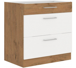 Kuchynská dolná skrinka VEGA 80D3S, Dub lancelot/Biely lesk