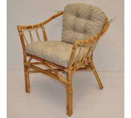 Ratanové kreslo Subaliu - vankúš tmavobéžový