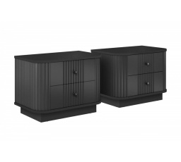 2 x VESPER NOČNÝ STOLÍK 56 2SZ - čierny MDF / čierny MDF / čierne úchyty / sokel