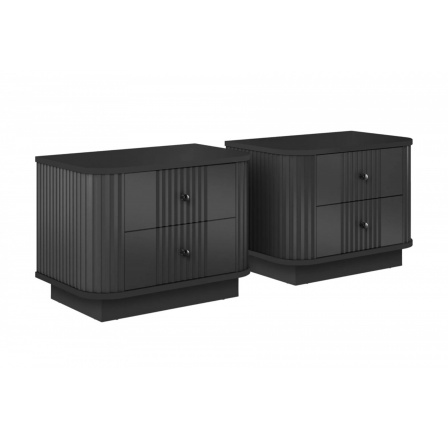 2 x VESPER NOČNÝ STOLÍK 56 2SZ - čierny MDF / čierny MDF / čierne úchyty / sokel 2 x VESPER NOČNÝ STOLÍK 56 2SZ - čierny MDF / čierny MDF / čierne úchyty / sokel