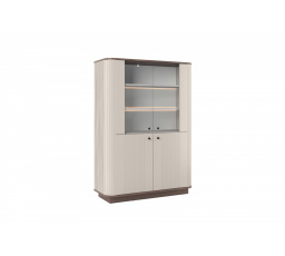 VESPER VITRÍNA 103 4D - kašmír mdf / orech / čierne úchyty / sokel