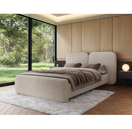 Posteľ Ollival 140x200 s kovovým rámom a úložným boxom, béžová bouclé Royal 18 1 Posteľ Ollival 140x200 s kovovým rámom a úložným boxom, béžová bouclé Royal 18 1