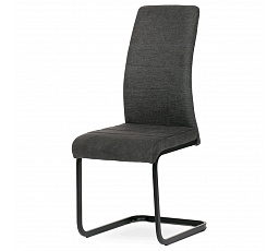 Jedálenská stolička, sivá látka, kovová hojdacia podnož, čierny kov