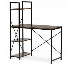 Stôl pracovný s regálom, MDF, dekor staré drevo, čierny kov