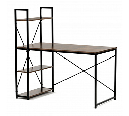 Stôl pracovný s regálom, MDF, dekor staré drevo, čierny kov