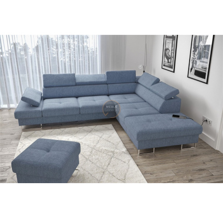 Rohová sedacia súprava GALAXY s funkciou spania 225x280 - modrá, pravá