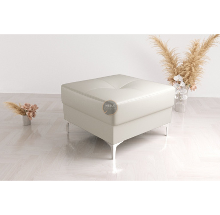 Taburet ORION TOSCANIA 55x55 cm prírodná koža - biela koža