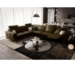 Rohová sedacia súprava MALIBU MAX, relax 320x250 prírodná koža - pravá, Koža olivovo hnedá