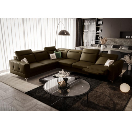 Rohová sedacia súprava MALIBU MAX, relax 320x250 prírodná koža - pravá, Koža olivovo hnedá Rohová sedacia súprava MALIBU MAX, relax 320x250 prírodná koža - pravá, Koža olivovo hnedá