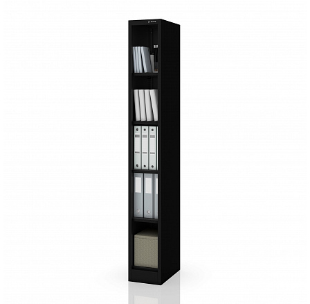 Úzky kovový regál, archivačný na dokumenty čierny: TIM 250 x 1850 x 400 mm Úzky kovový regál, archivačný na dokumenty čierny: TIM 250 x 1850 x 400 mm