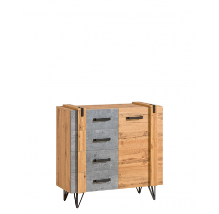 Komoda LOFTER - LO6, dub Wotan + betón Millenium Komoda LOFTER - LO6, dub Wotan + betón Millenium