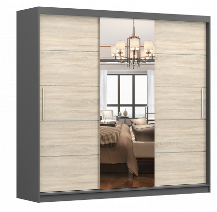 Šatní skriňa MULTI 23, Sivá/Dub Sonoma