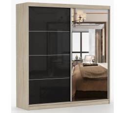 Šatní skriňa MULTI 31 - 233 cm, Dub Sonoma/Čierny Lesk
