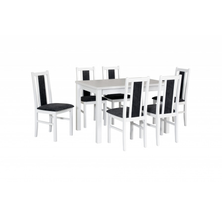 MILENIUM- jedálenský set stôl+6 stoličiek (MaxV+Boss XIV ) biela/látka 8 tmavosivá - kolekcia "DRE" (DM) (K150)