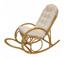 Ratanové hojdacie kreslo Jenaira medové polster biely