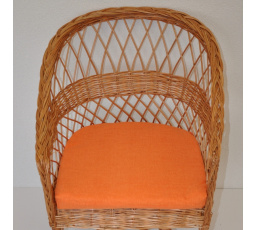 Vankúš na kreslo z vŕbového prútia - oranžová látka