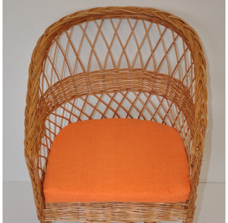 Vankúš na kreslo z vŕbového prútia - oranžová látka